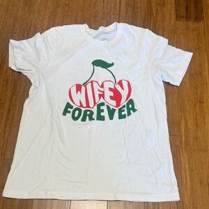 White Graphic Tee with Cherry Design